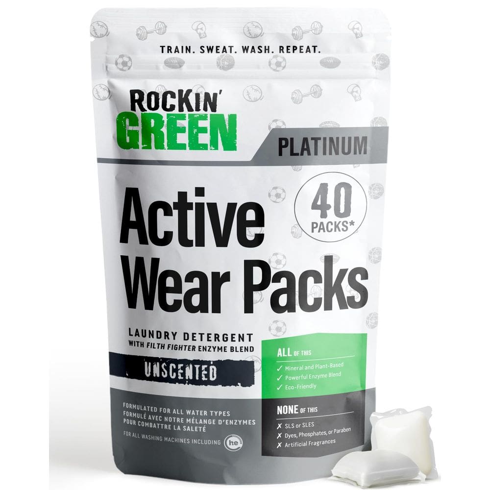 Cápsulas de detergente para roupa Rockin` Green Active Wear 40 cápsulas