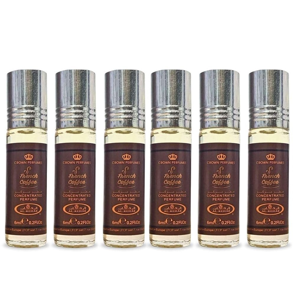 Óleo de perfume Al-Rehab French Coffee para mulheres de 6 ml (pacote com 6)