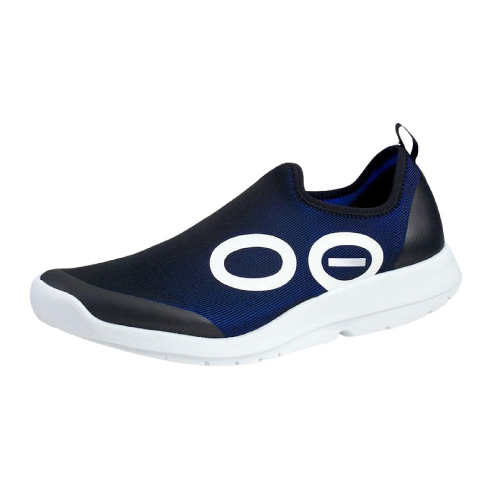 Sapato de recuperação OOFOS OOMG Sport Low White & Navy masculino 11.5