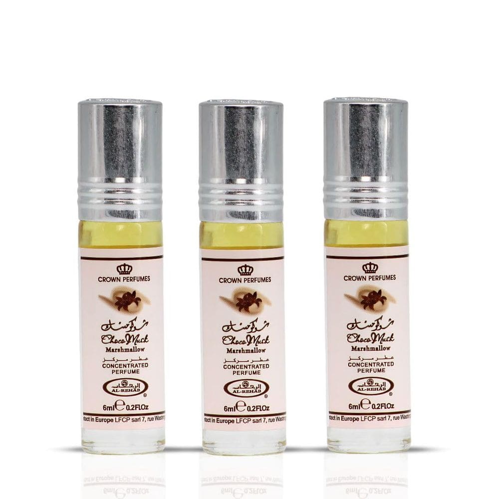 Óleo de perfume Al-Rehab Choco Musk Marshmallow, pacote de 6 ml x 3