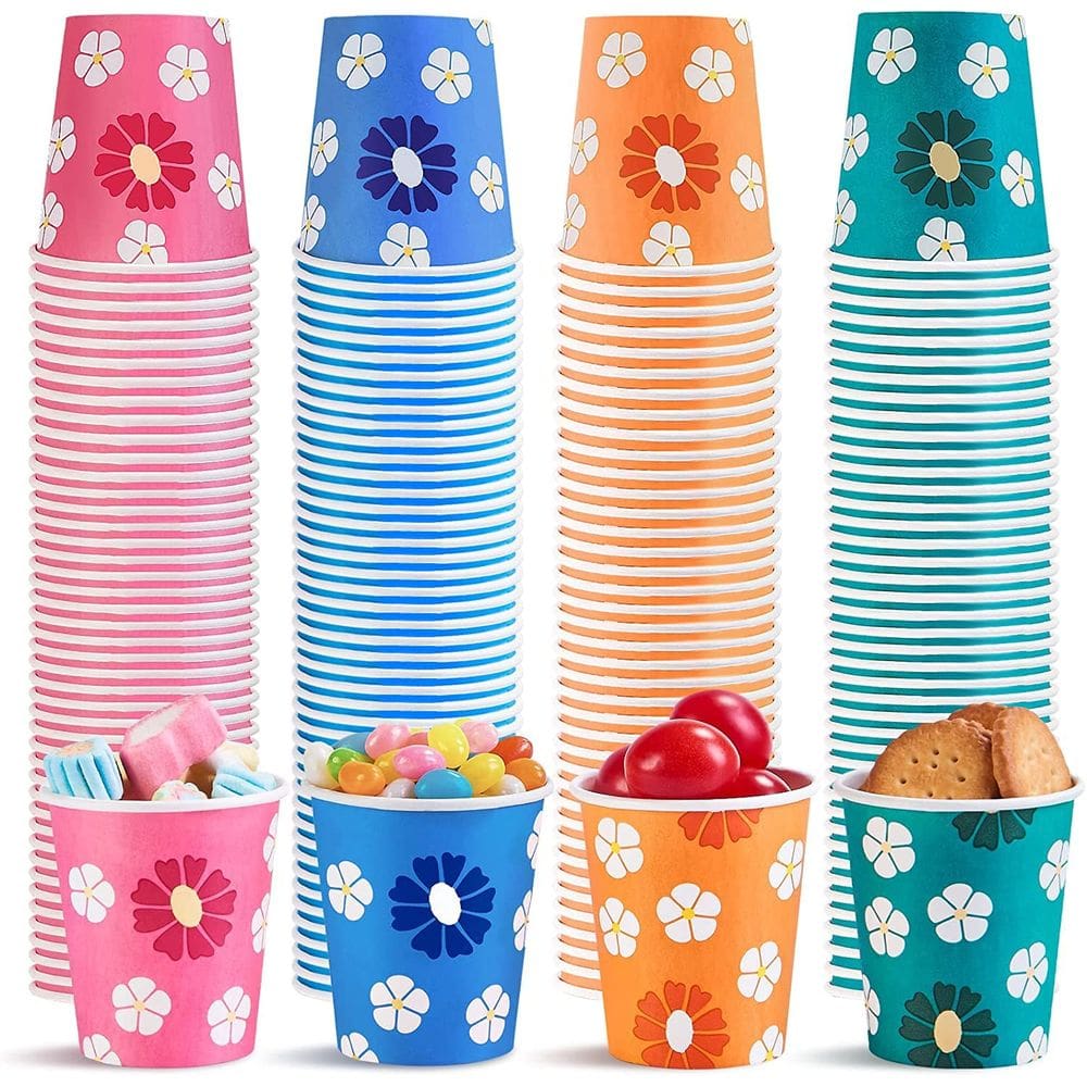 Copos de papel descartáveis KGKTU, 5 onças, 500 pacotes, papel colorido (x4)