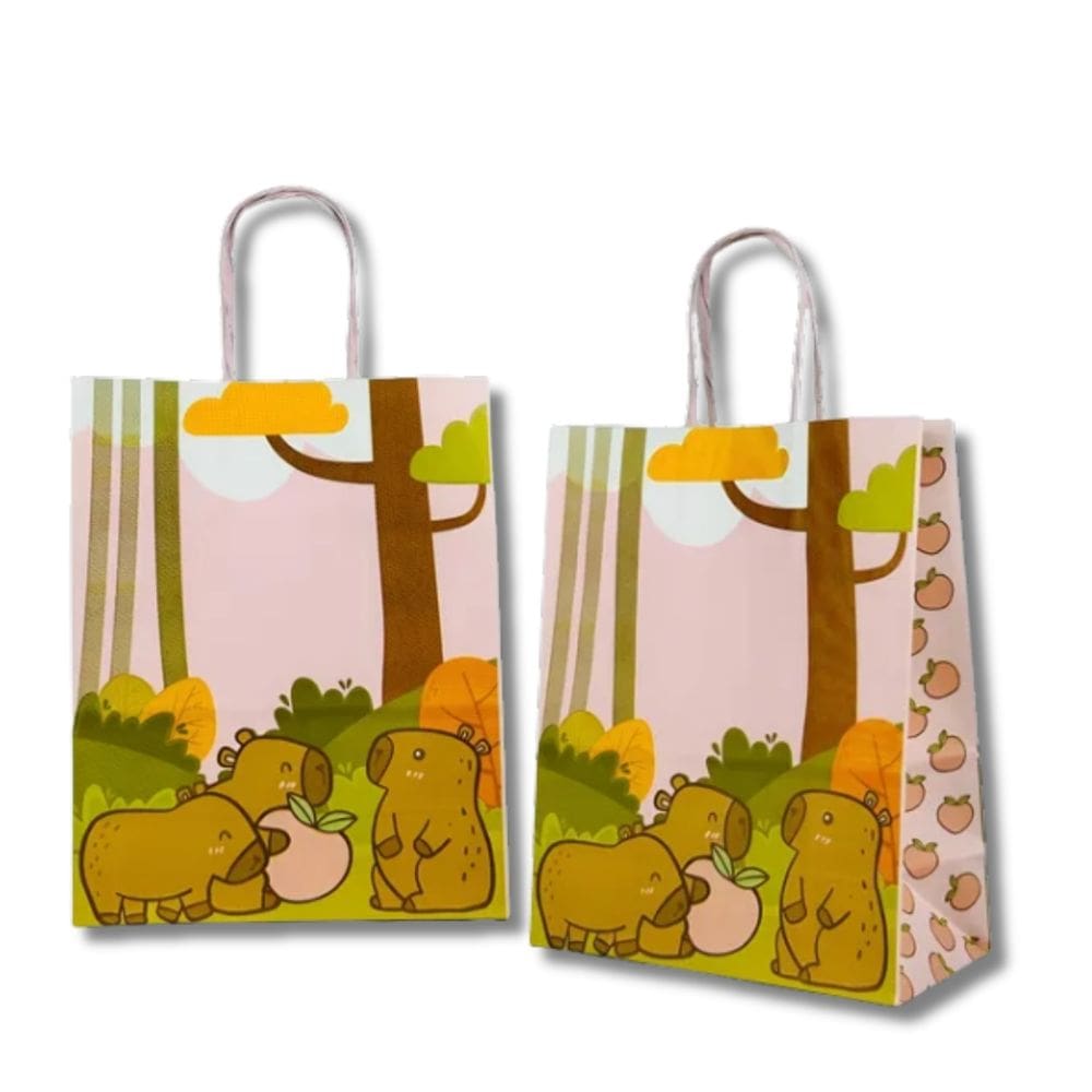 Sacola De Papel Capivara M Presente Lembrancinha Festa Loja (17,5X8,5X21,5Cm) C/10 Un.