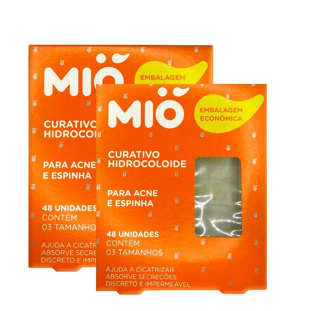 Kit 2 Curativo Hidrocolóide Mió para Acne e Espinha 48 Unidades