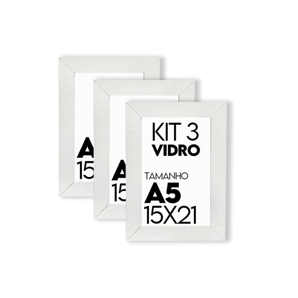Porta Retrato de Vidro 15x21cm Kit com 3 Unidades