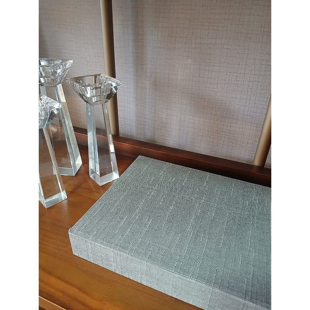 Livro-caixa em MDF com revestimento em Linho - Cinza