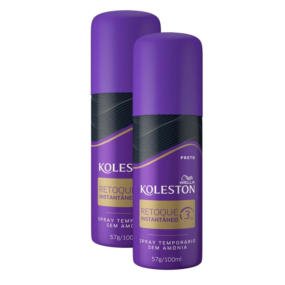 Kit 2 Koleston Retoque Instantâneo Preto Spray 100ml