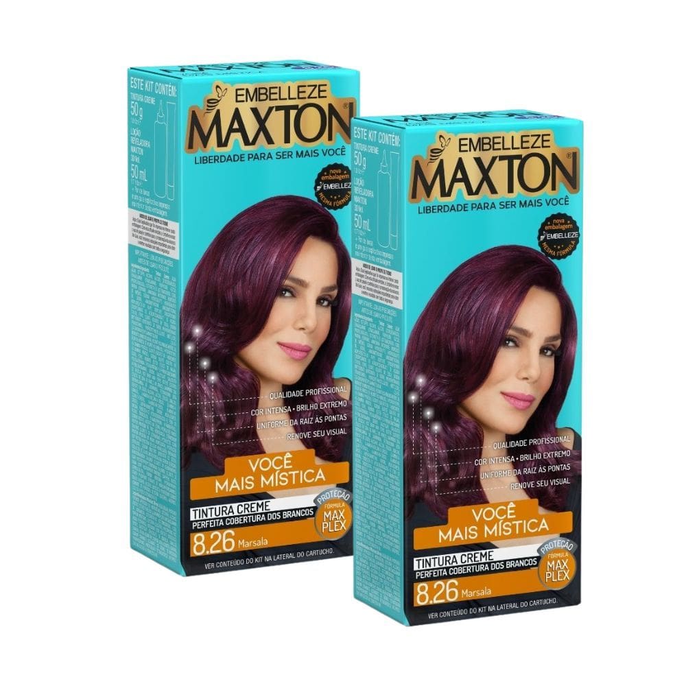 Kit 2 Tintura Creme Maxton Marsala 8.26