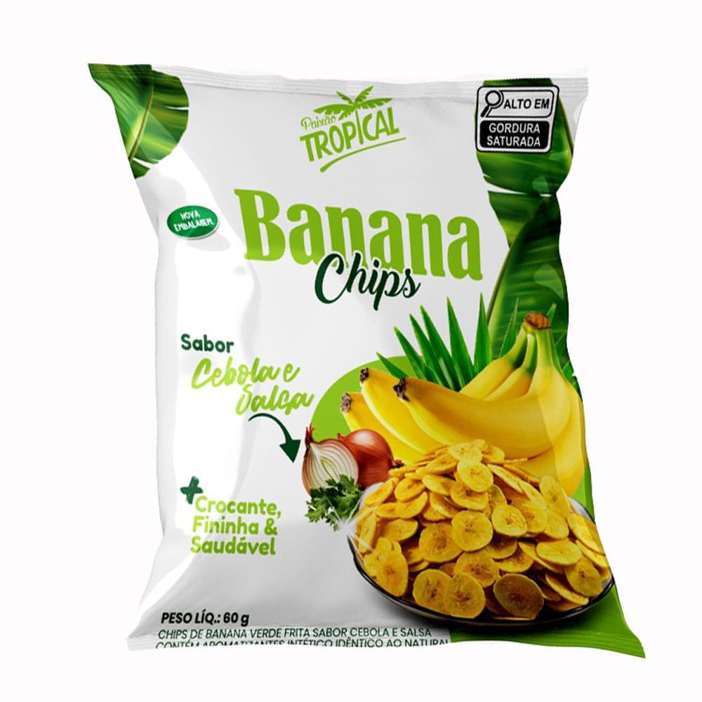 Banana Chips Paixão Tropical Sabor Cebola e Salsa 60g