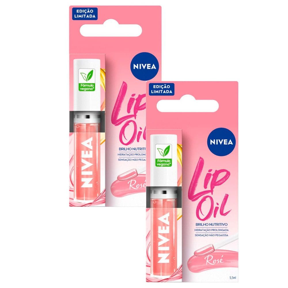 Kit 2 Lip Oil Labial Rosé Nivea 5,5ml