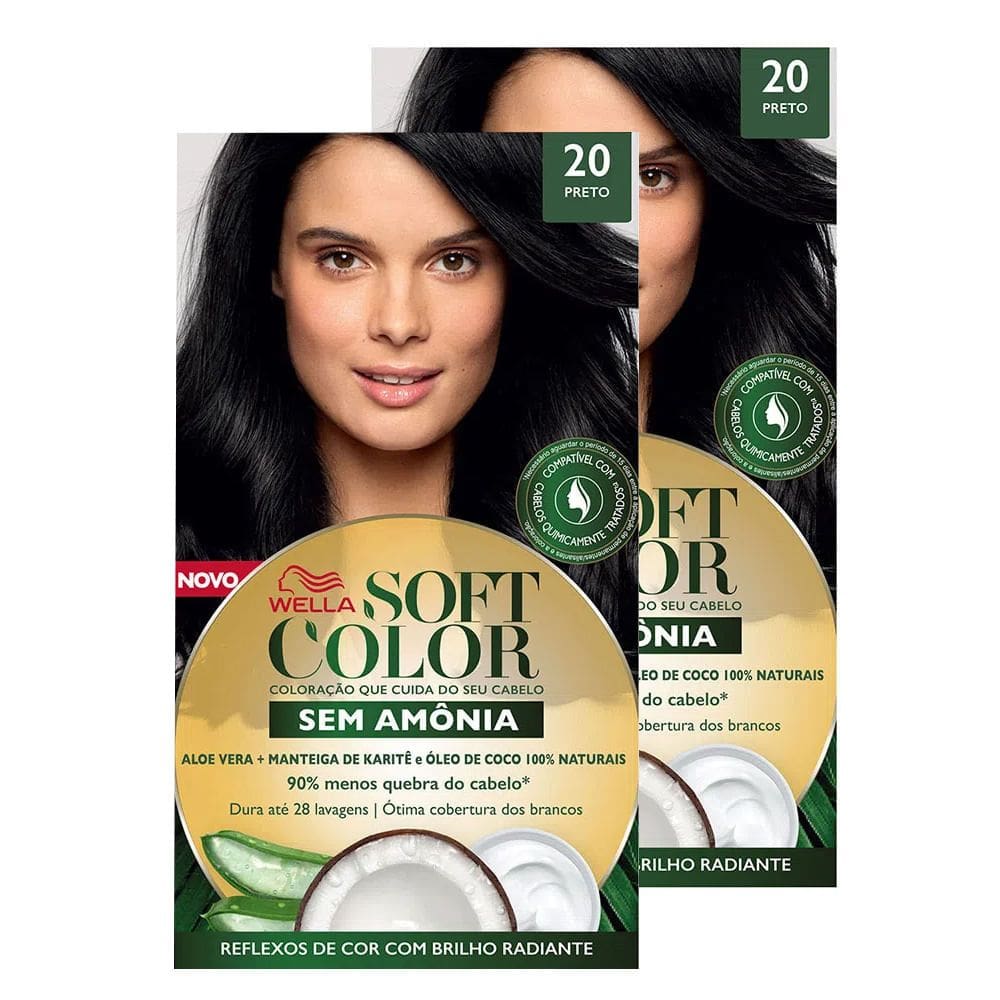 Kit 2 Tintura Soft Color Sem Amônia Preto 20 Kit