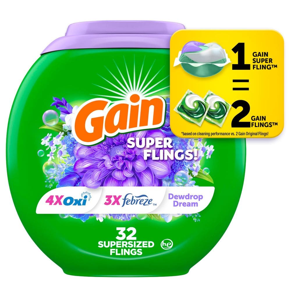 Pacotes de detergente para roupa ganham embalagens superdimensionadas: 32 pacotes
