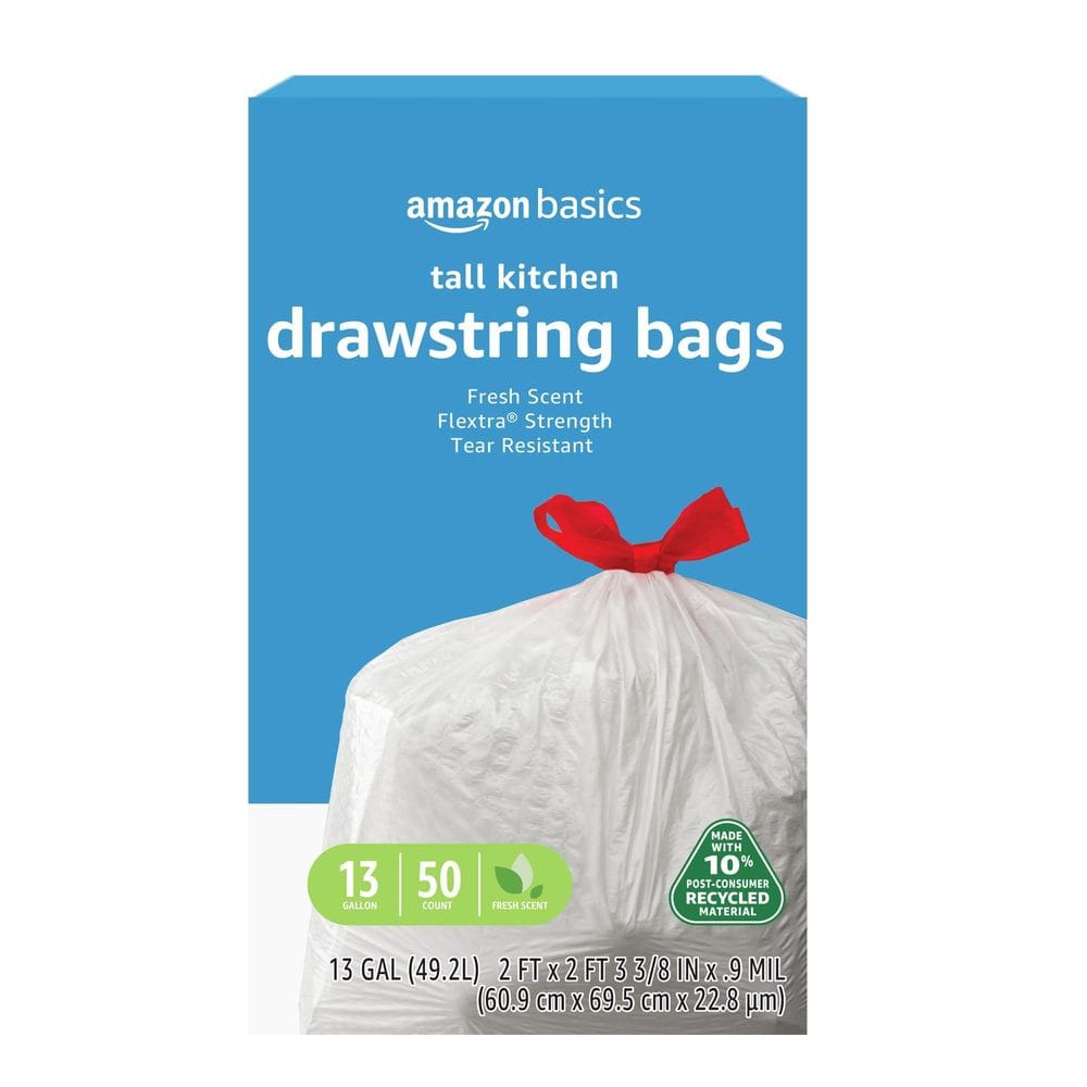 Sacos de lixo Amazon Basics Flextra Tall Kitchen 13L 50 unidades