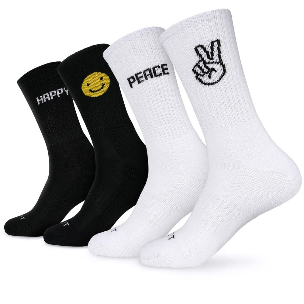Meias MONFOOT Athletic Cushion Crew Happy Smile, 4 pares