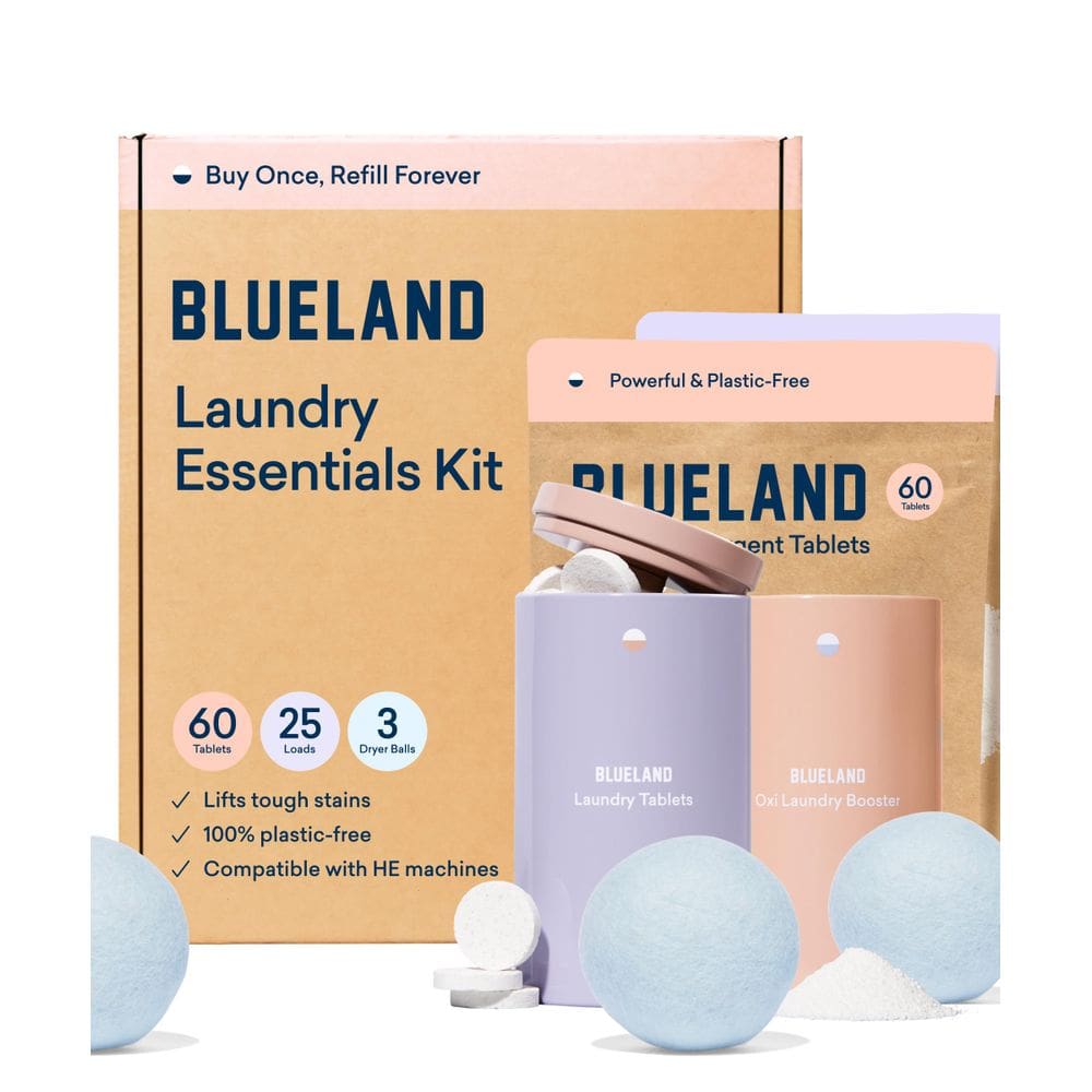 Kit de produtos essenciais para lavanderia BLUELAND, sem perfume, com bolas de secar