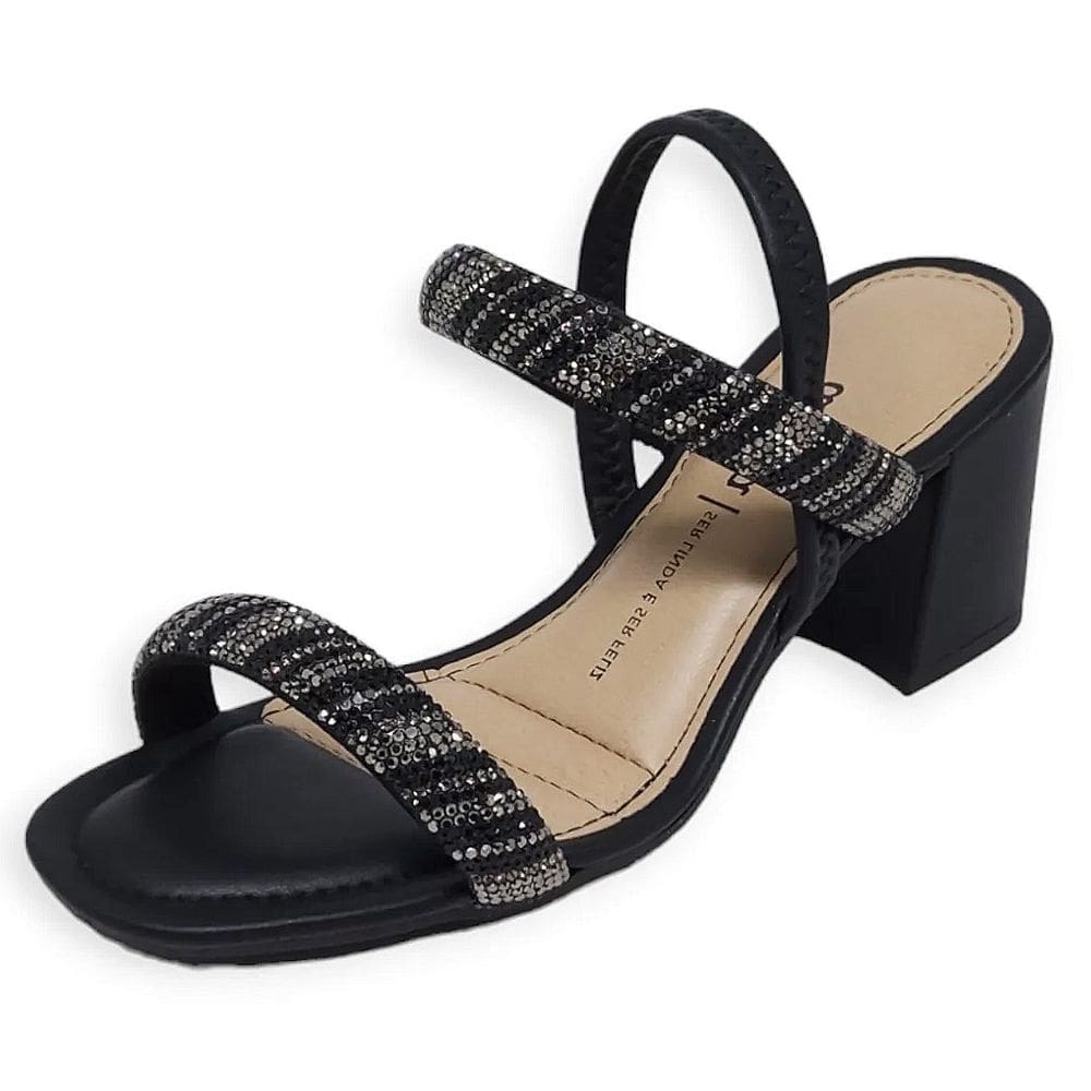 Sandalia Feminina Salto Médio Bloco de Brilho Dakota Y6042