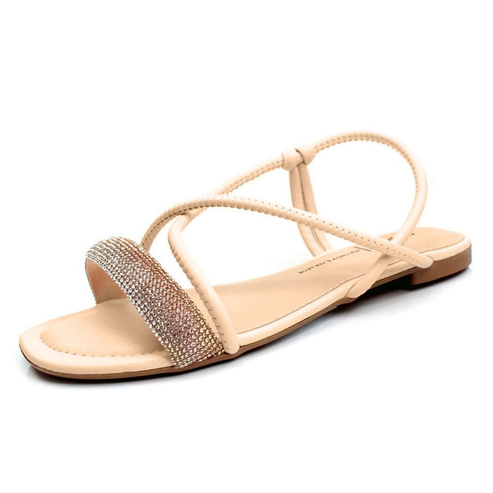 Sandalia Feminina Rasteira Facil Calce Brilho Dakota Y7052