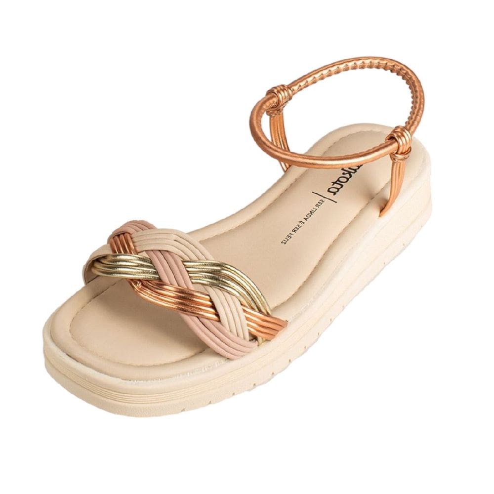 Sandalia Feminina Tira Trançada Metalizada Flat Dakota Y6931
