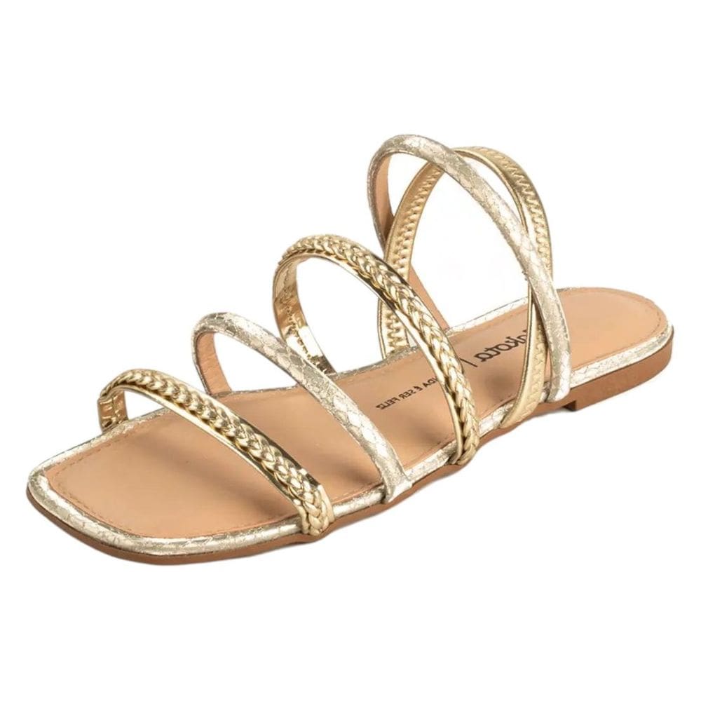 Sandália Feminina Rasteira Facil Calce Brilhante Dakota