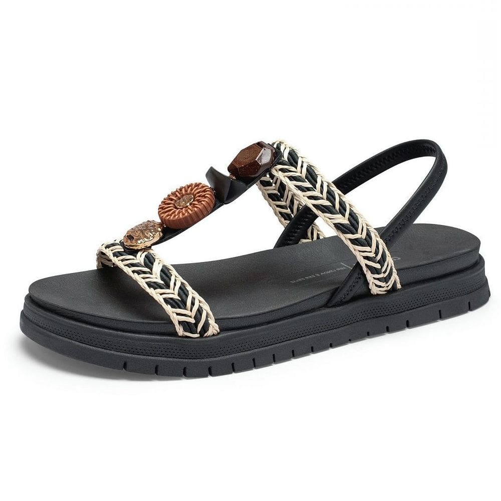 Sandalia Feminina Flatform Slip On Pedraria Dakota