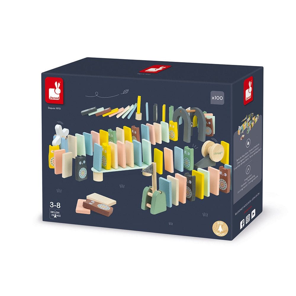 Jogo Percurso de Dominós em Madeira 100 Peças Sweet Cocoon - Janod