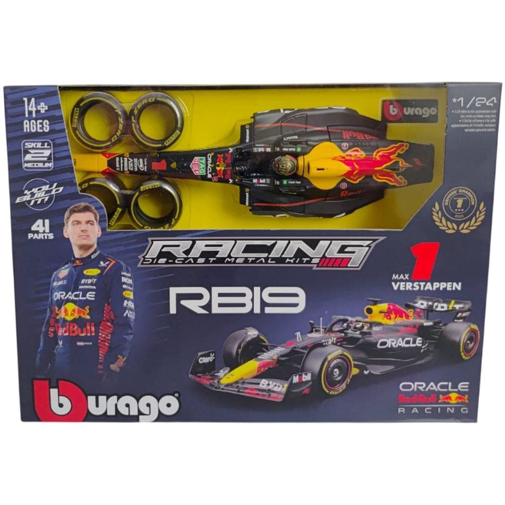 Kit p/ Montar Bburago Oracle Red Bull RB19 F1 Racing 2023 Verstappen 1 1/24 c/ Piloto