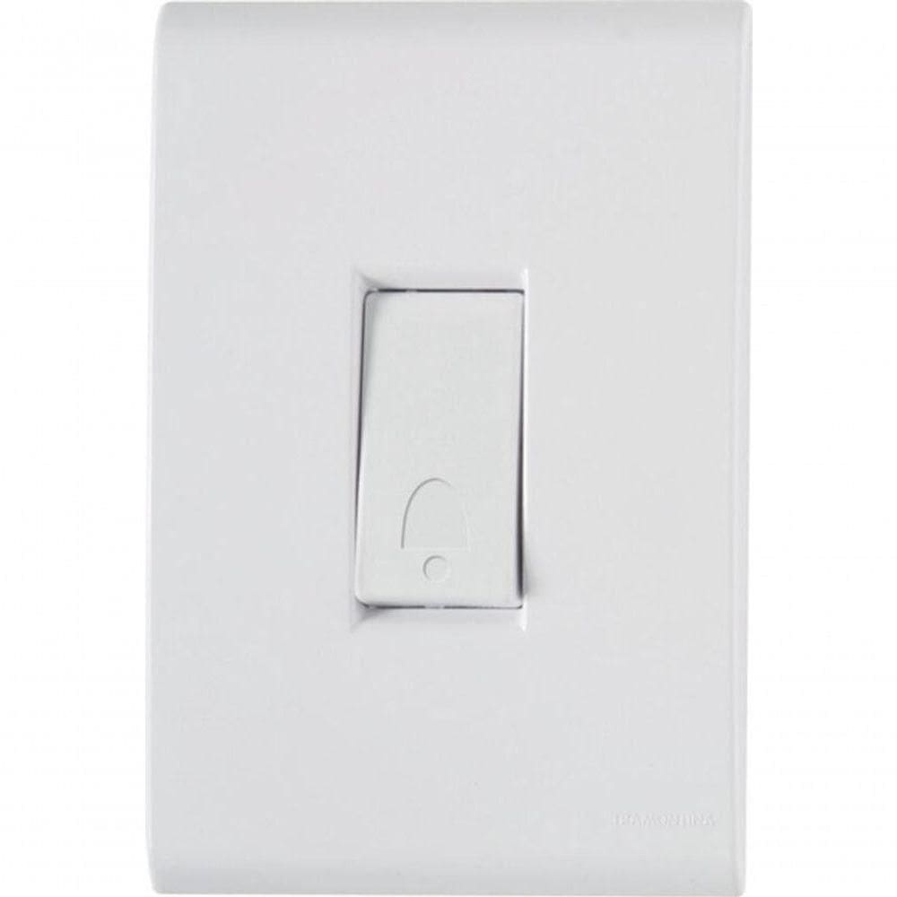 Conjunto 4x2 1 Pulsador Campainha Tramontina Liz 10 A 250 V Branco