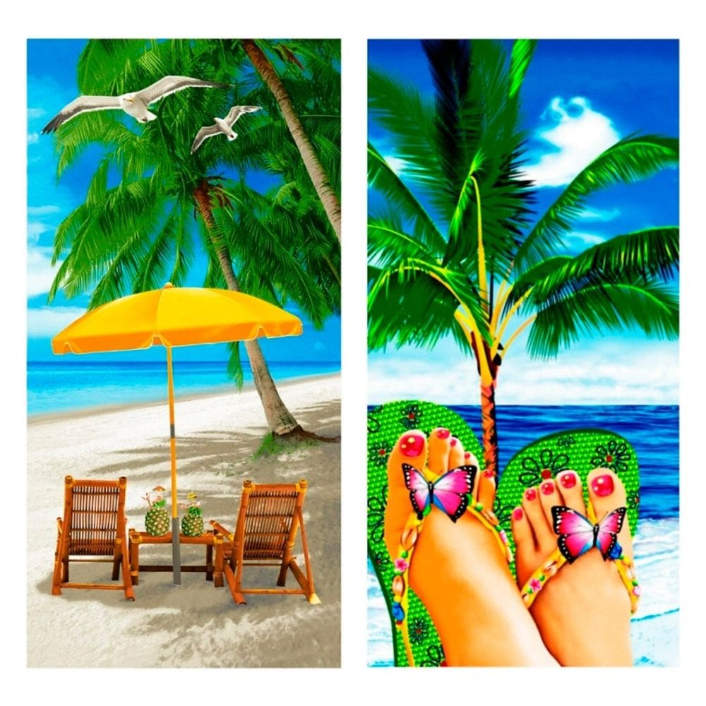 Kit 2 Toalhas Praia Piscina Clube Microfibra 140x70cm M.06