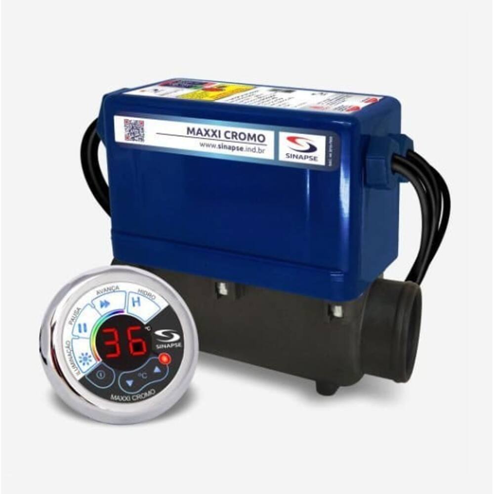Aquecedor Sinapse Maxxi Cromo 8000w/220v com Iluminação para Banheira e Spa c/2 Spots Inox
