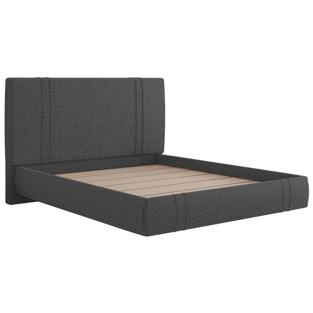 Cama Queen Flutuante Com Cabeceira 160cm Astra S04 Linho Preto - Lyam Decor