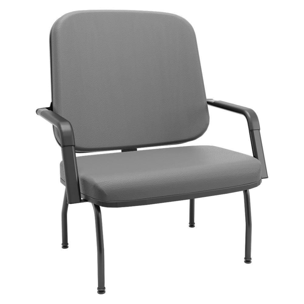 Cadeira De Escritório Recepção Com Braço Fixa Preta Magno P03 Vinil Cinza - Lyam Decor