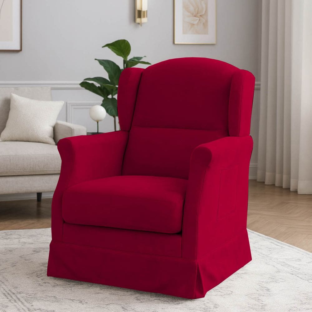 Poltrona Serena Amamentação Balanço e Puff Vermelho