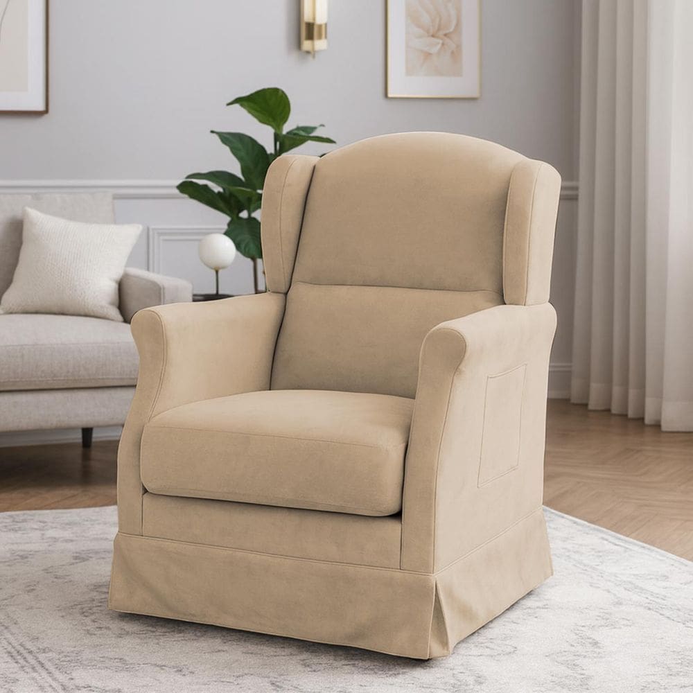 Poltrona Serena Amamentação Balanço e Puff Capuccino