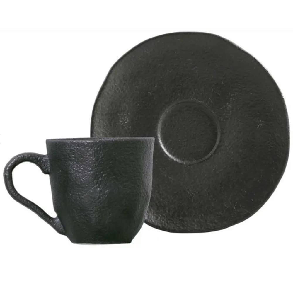 Conjunto com 6 xícaras de café e pires Orgânico Carbon 120 ml Porto Brasil