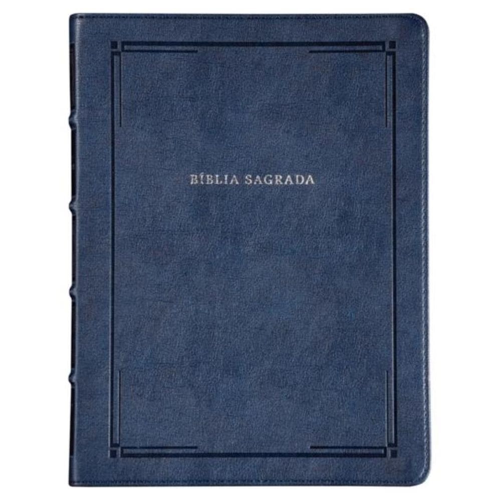 Biblia Slim Nvi - Letra Grande - Couro-Soft Azul - Luxo - Barroca - Leitura Perfeita