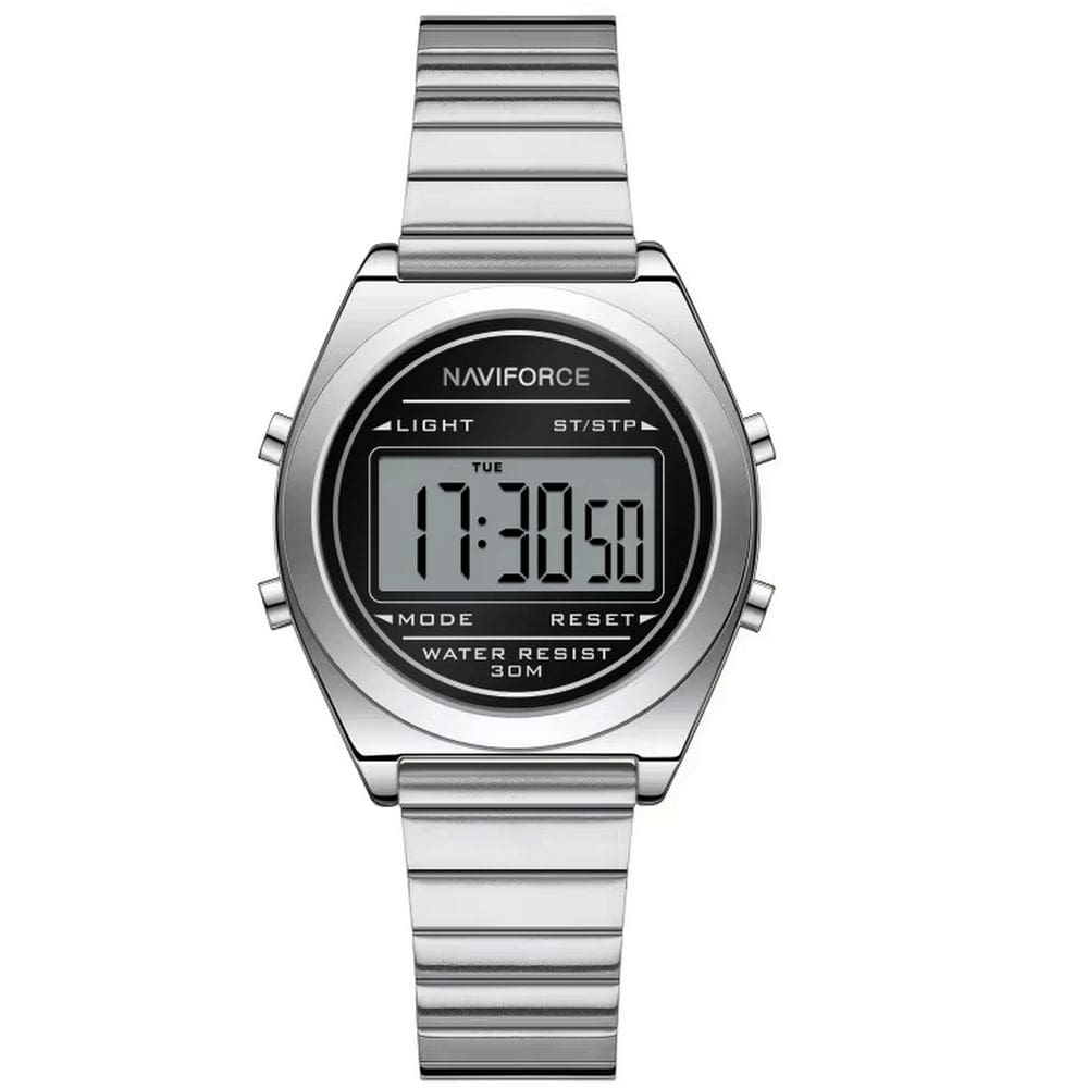 Relógio digital feminino com pulseira de aço inoxidável de quartzo elegante