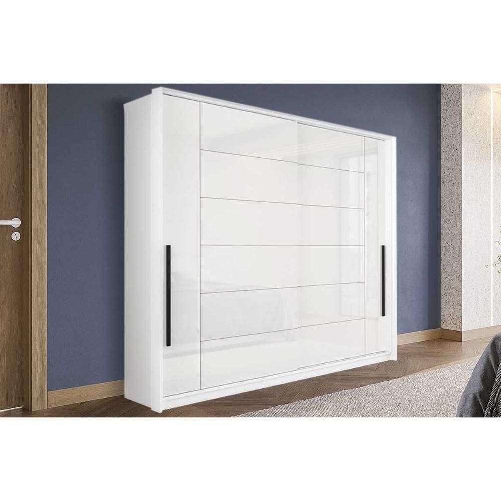 Guarda Roupas 2 Portas De Correr E 2 Gavetas Lisboa Branco - Politorno