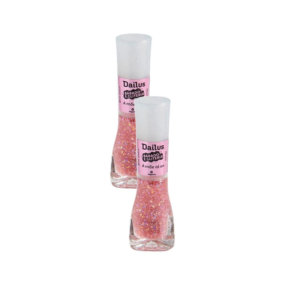 Kit 2 Esmalte Dailus Babado e Gliteria Cor A Mãe Ta On 8ml