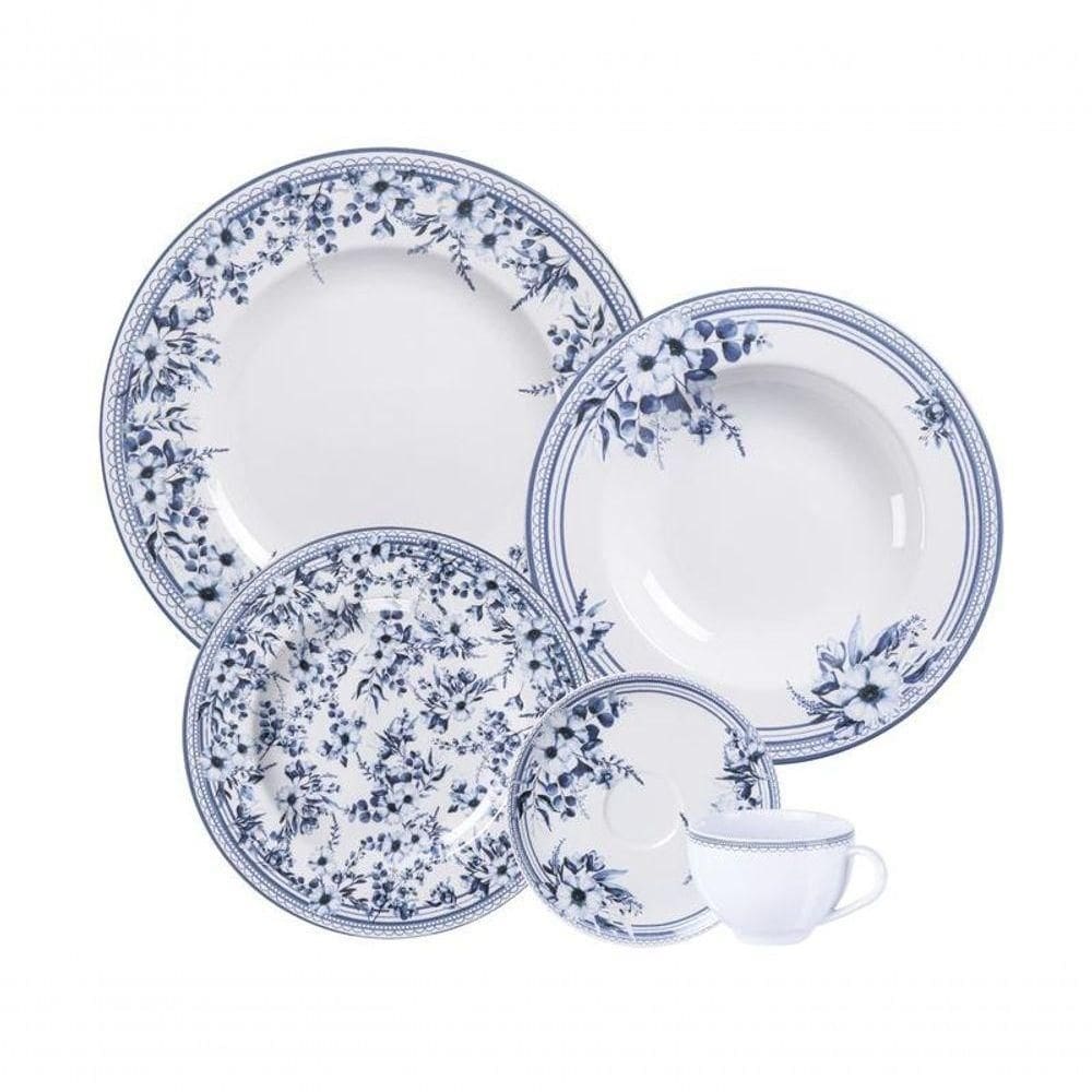 Aparelho De Jantar Tramontina Azzura 30 Peças Em Porcelana Decorada