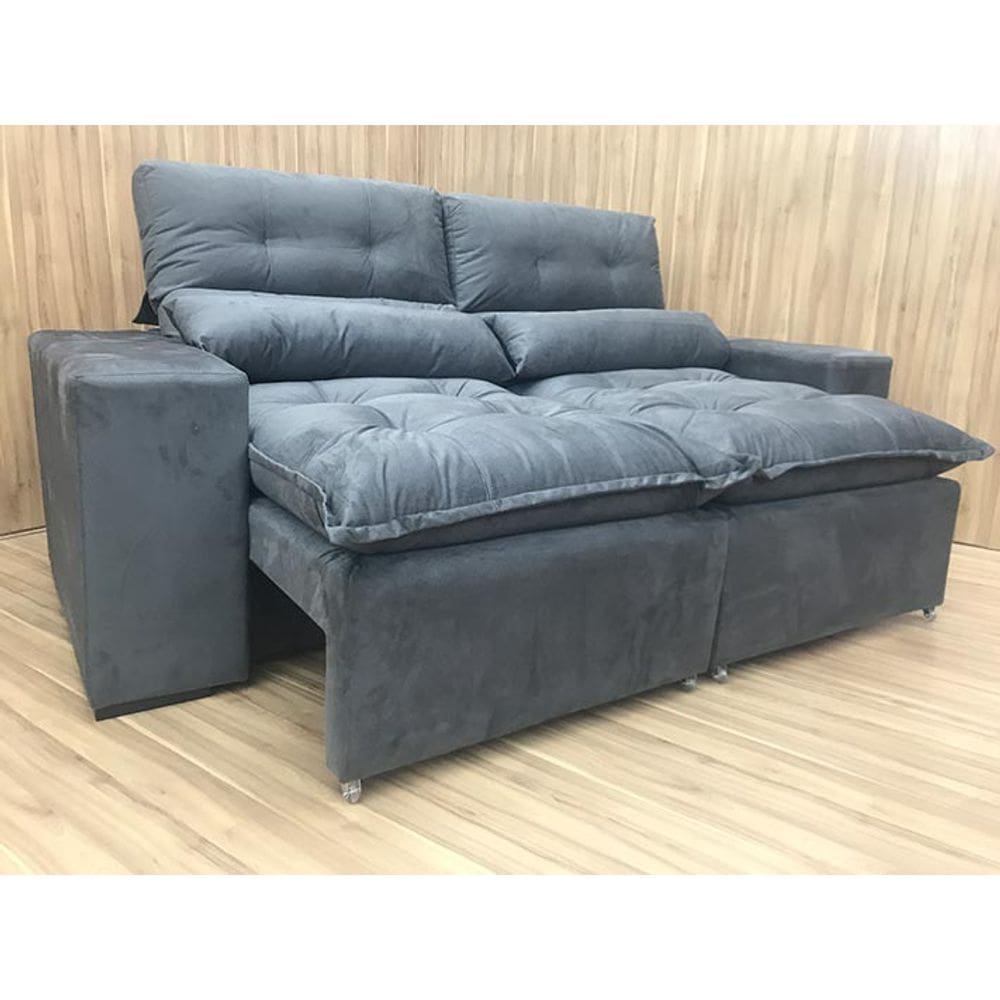 Sofá Retrátil Reclinável 2,00 m Cinza 202 Nivea