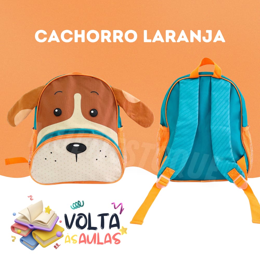 Mochila Infantil Cachorro Laranja com Alças