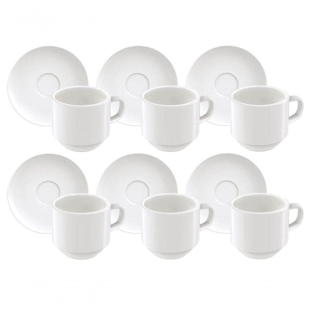 Conjunto De Xícaras E Pires De Café Tramontina Paola Em Porcelana 100ml