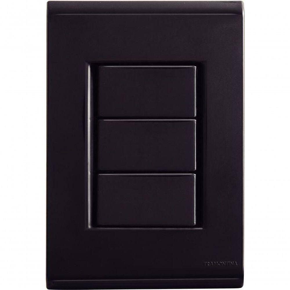 Conjunto Placa Cega Tramontina 4x2 Liz Grafite
