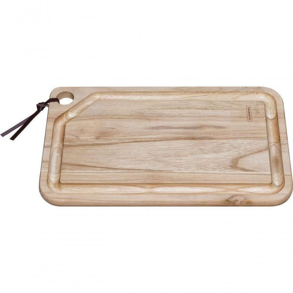 Tábua Para Churrasco Tramontina Retangular Em Madeira Teca Com Acabamento Natural 33 X 20 Cm