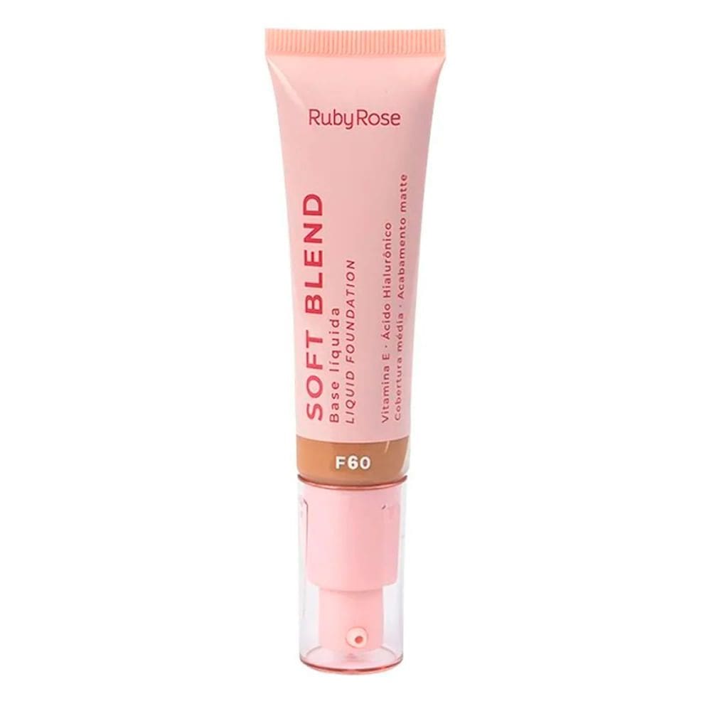Base Líquida Ruby Rose Soft Blend Cor F60 Cobertura Média 30g