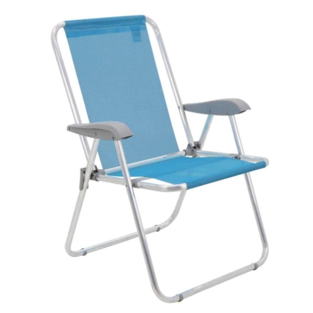 Cadeira De Praia Tramontina Creta Master Em Alumínio Com Assento Azul