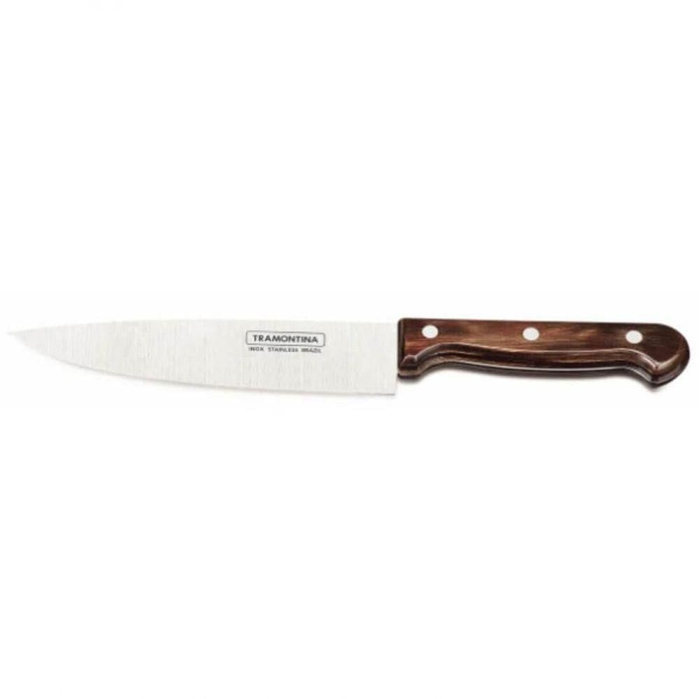 Faca Chef Tramontina Polywood 7 Aço Inox Castanho