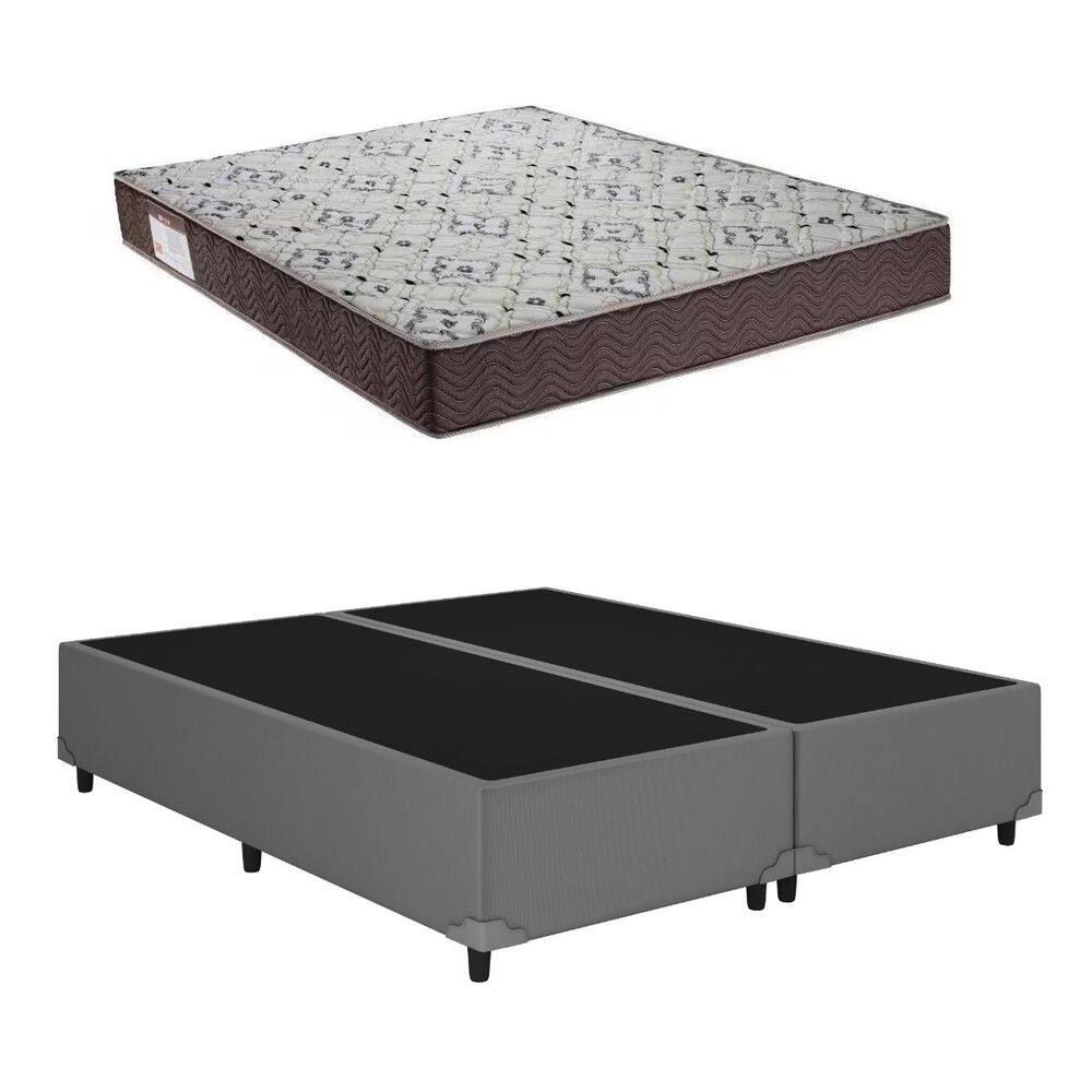 Cama Base Box Casal Bipartido Cinza Colchão ISO 150 D45 - Ortobom