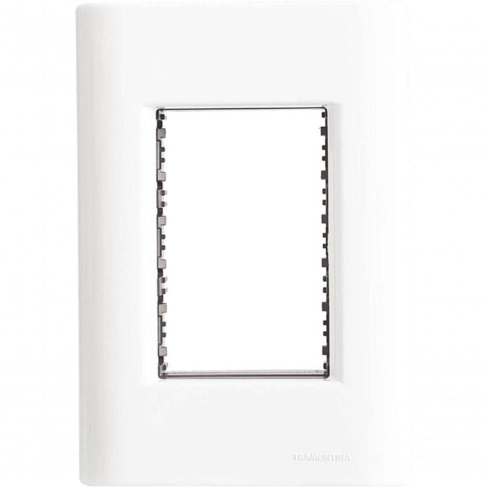 Placa 3 Postos 4x2 Tramontina Giz Branca Com Suporte