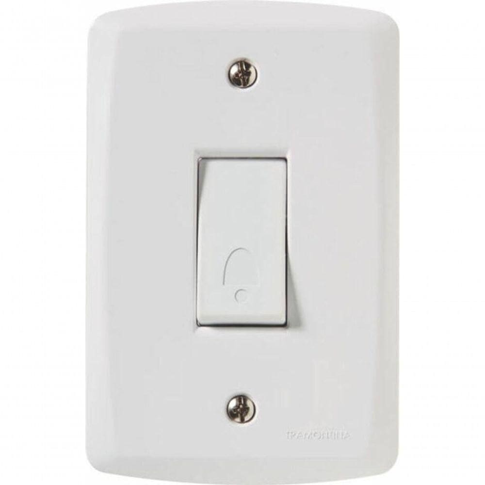 Conjunto 4x2 Com 1 Pulsador Campainha 10 A 250 V Tramontina Lux2 Branco