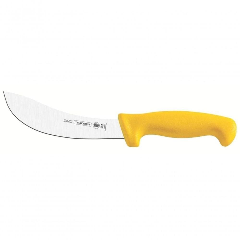 Faca para Tirar Couro e Sangria Tramontina Aço Inox Cabo Polipropileno Amarelo